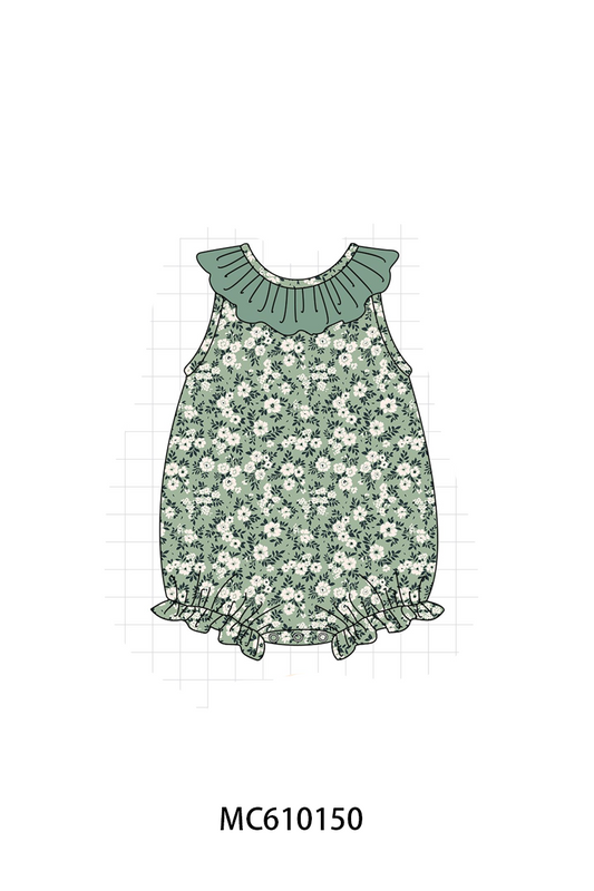 PO108 Green floral print ruffle collection - closing 10/26 - ETA march