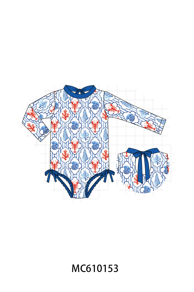 PO108 Blue lobster print swimsuit collection - closing 10/26 - ETA march