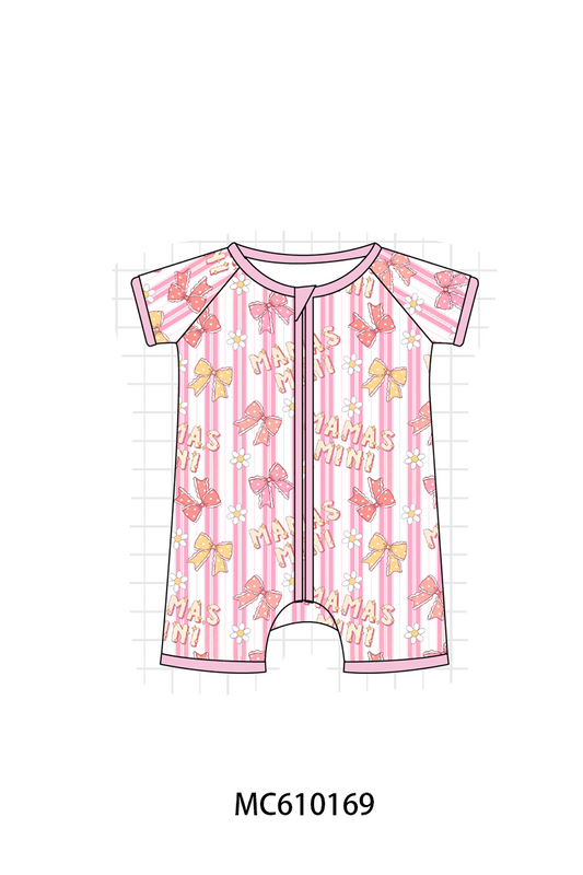 PO108 Pink bow stripe bamboo collection 1 - closing 10/26 - ETA march