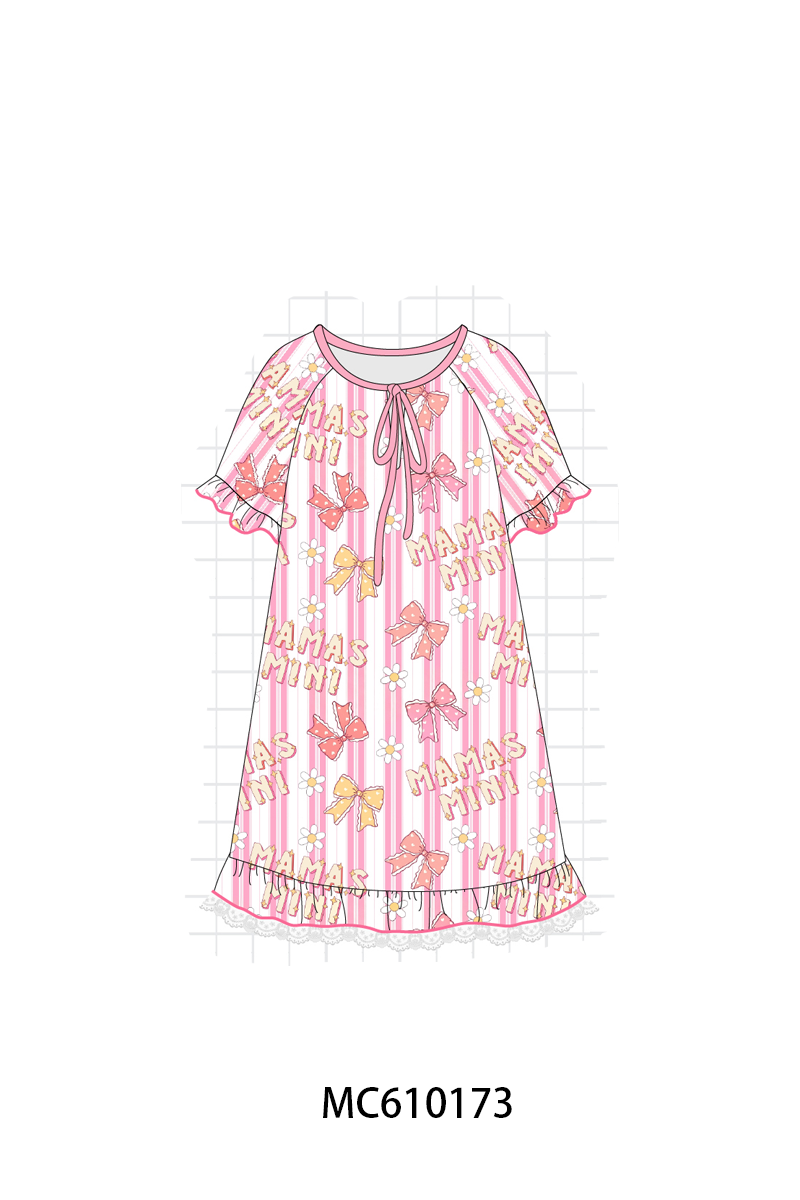 PO108 Pink bow stripe bamboo collection 2 - closing 10/26 - ETA march