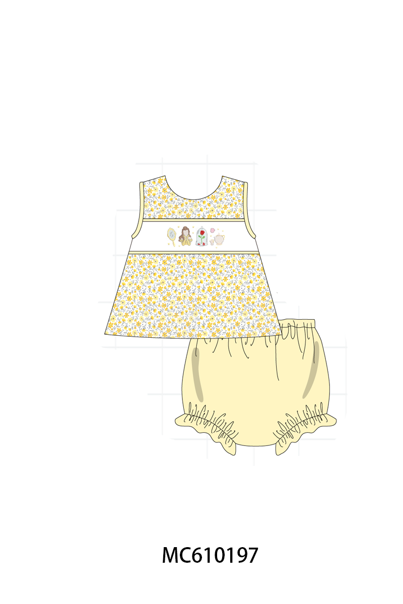 PO108 Mustard floral embroidery ruffle collection - closing 10/26 - ETA march