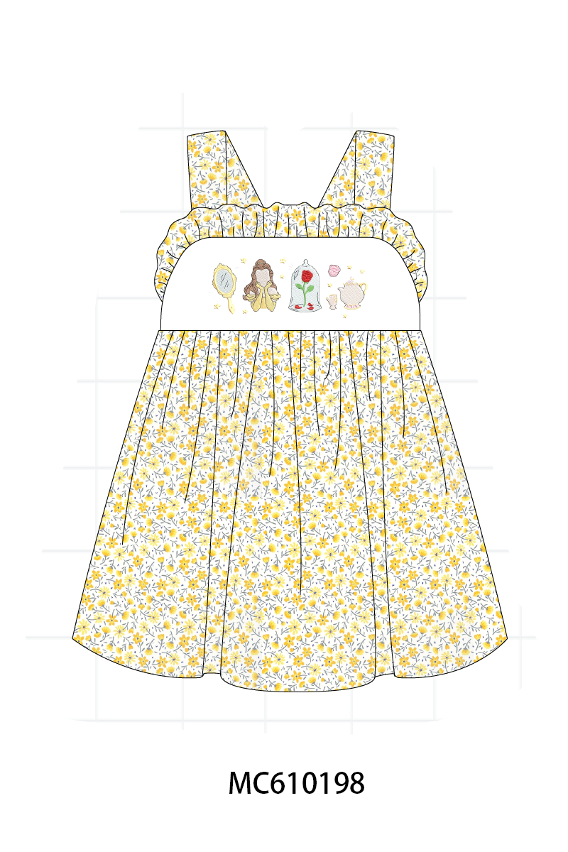 PO108 Mustard floral embroidery ruffle collection - closing 10/26 - ETA march
