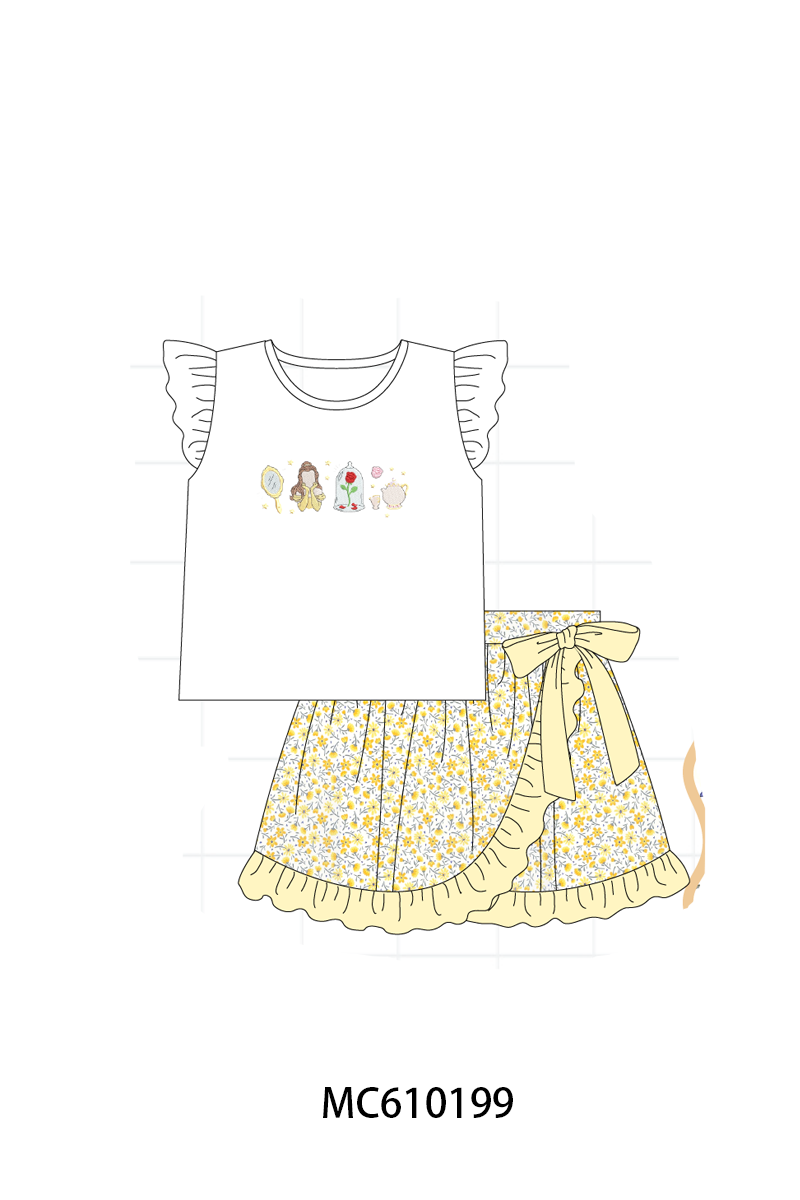 PO108 Mustard floral embroidery ruffle collection - closing 10/26 - ETA march