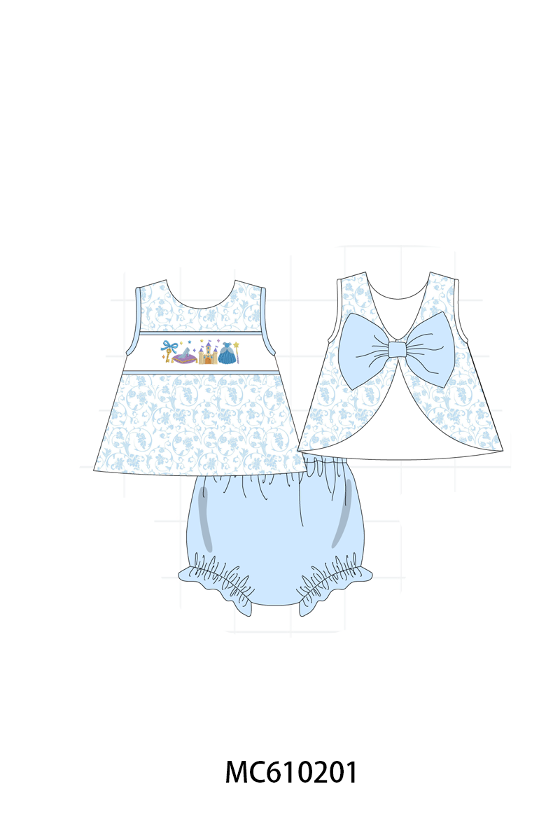 PO108 Blue cinderella embroidery ruffle collection - closing 10/26 - ETA march