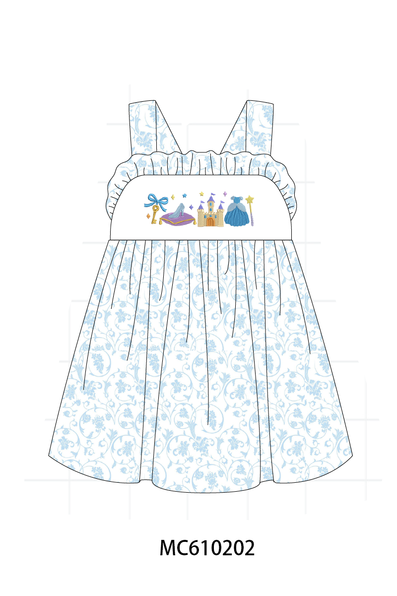 PO108 Blue cinderella embroidery ruffle collection - closing 10/26 - ETA march