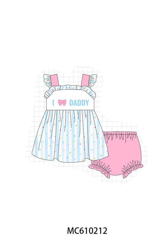 PO108 Blue I love Daddy bow embroidery collection - closing 10/26 - ETA march