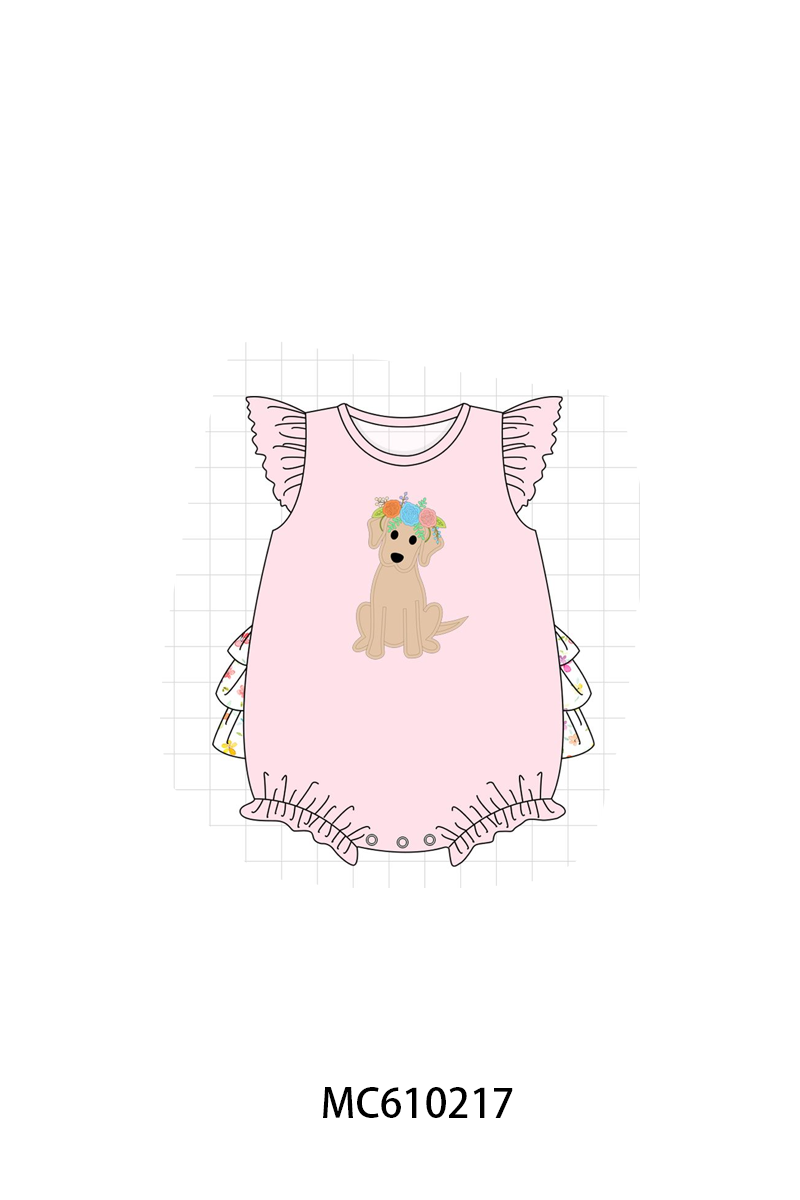 PO108 Pink puppy applique ruffle collection - closing 10/26 - ETA march