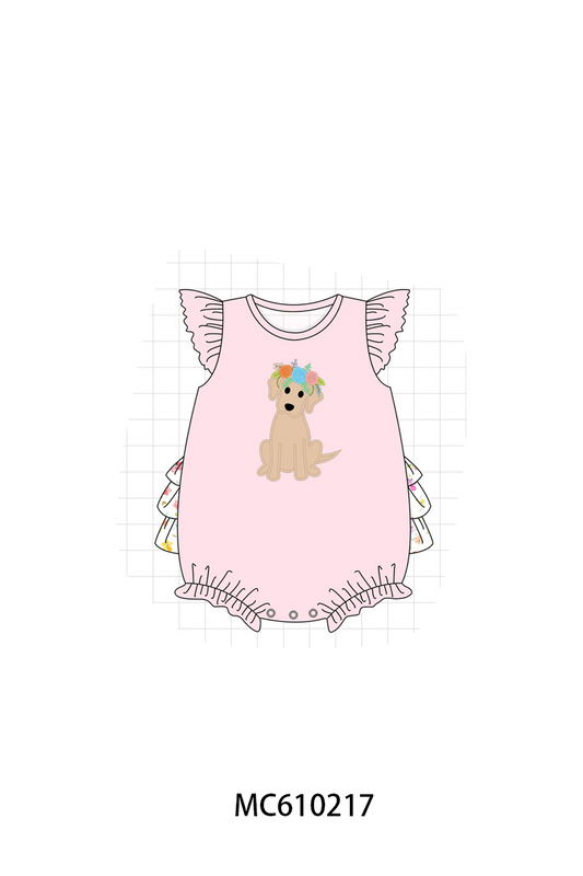 PO108 Pink puppy applique ruffle collection - closing 10/26 - ETA march