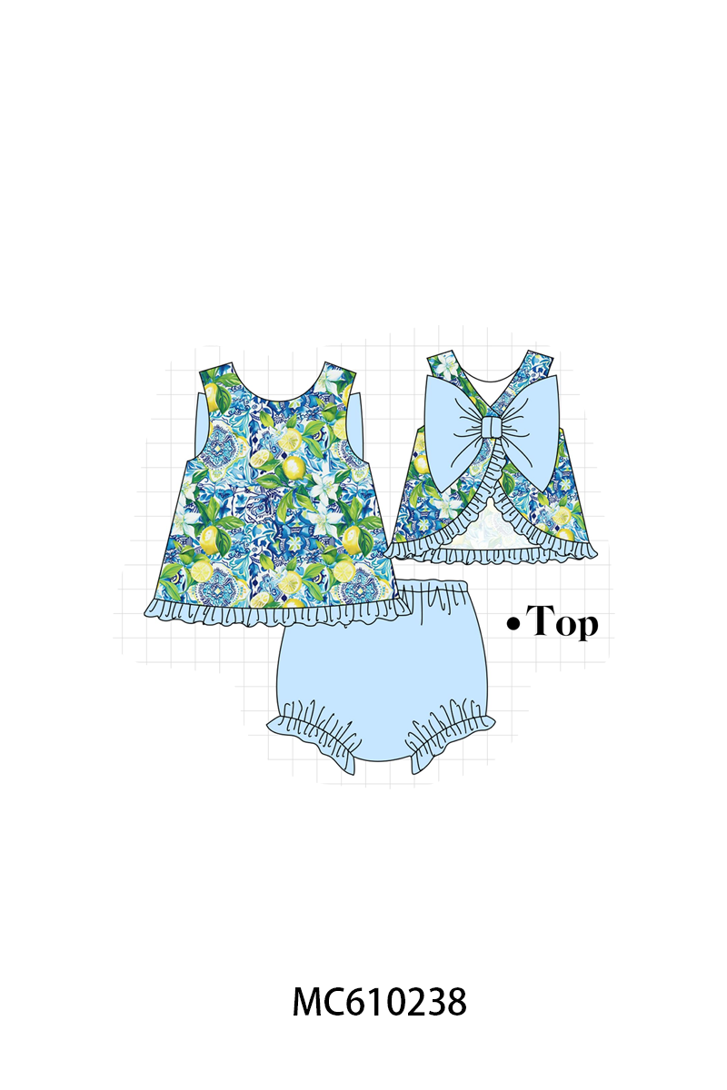 PO108 Blue lemon print ruffle collection - closing 10/26 - ETA march