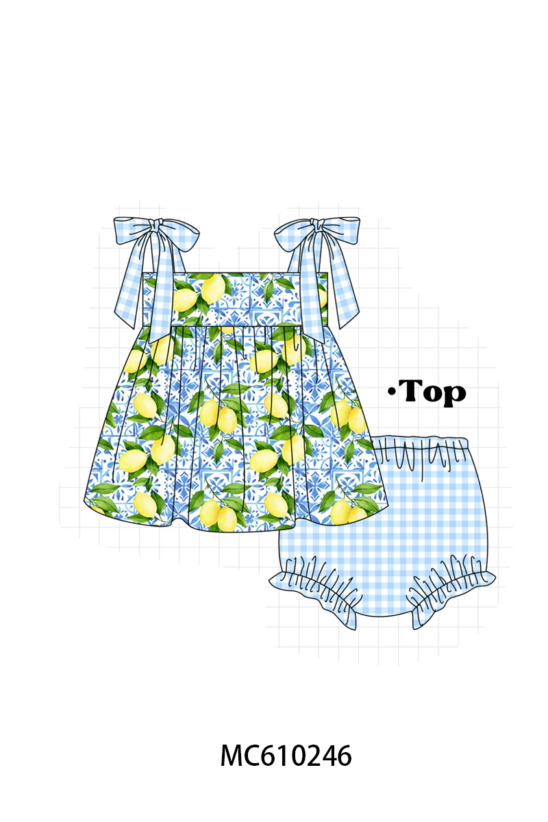 PO108 Blue lemon print bow collection - closing 10/26 - ETA march