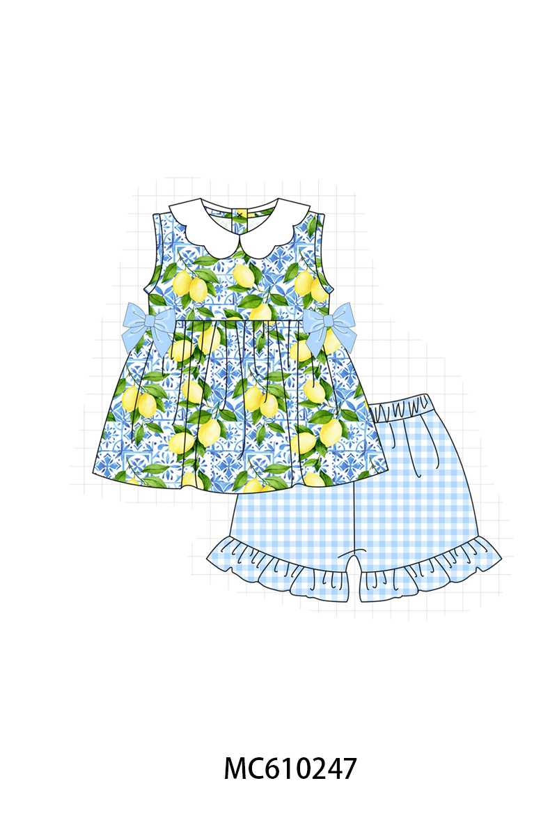 PO108 Blue lemon print bow collection - closing 10/26 - ETA march