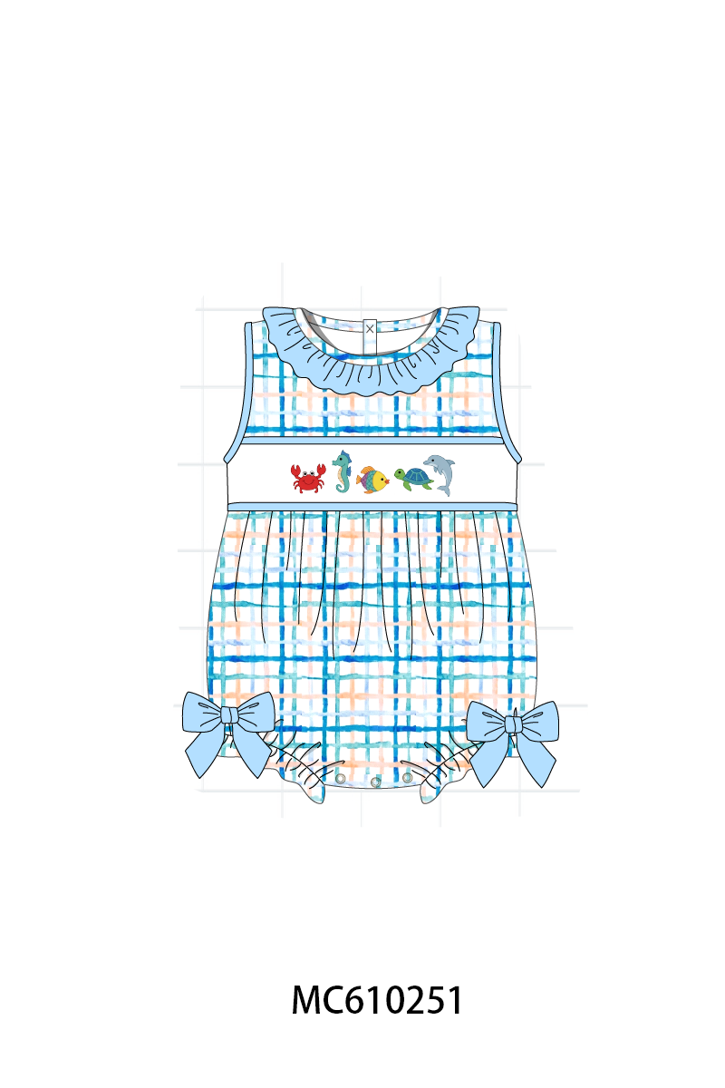 PO108 Blue marine creatrue embroidery plaid collection - closing 10/26 - ETA march