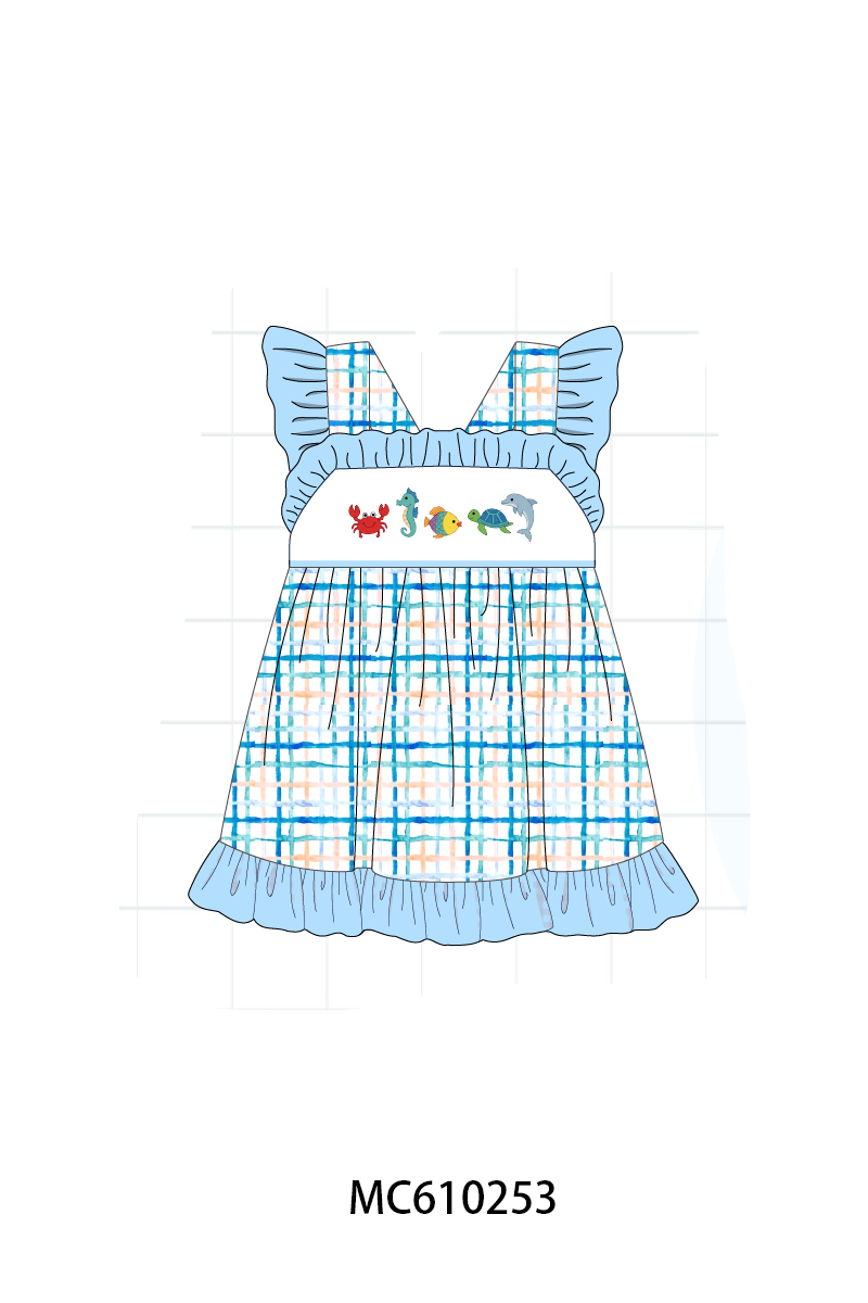 PO108 Blue marine creatrue embroidery plaid collection - closing 10/26 - ETA march