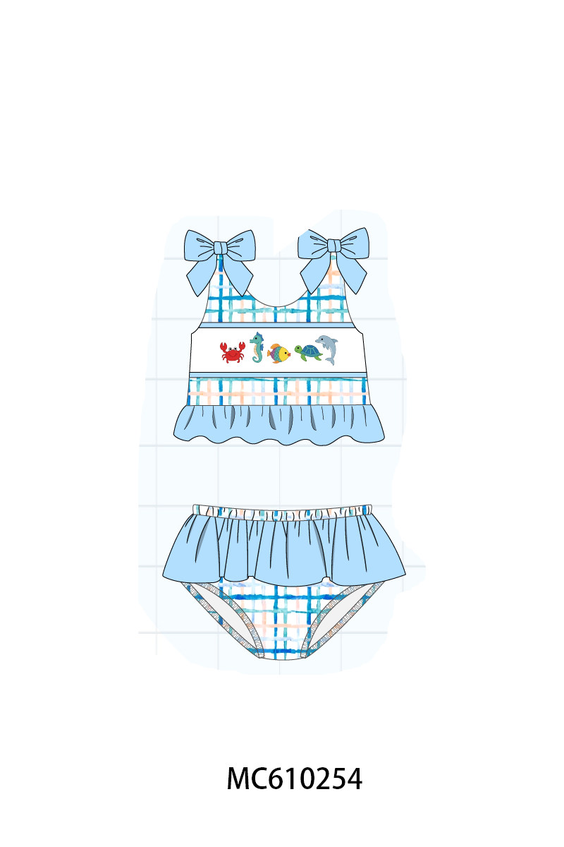 PO108 Blue marine creatrue embroidery plaid collection - closing 10/26 - ETA march