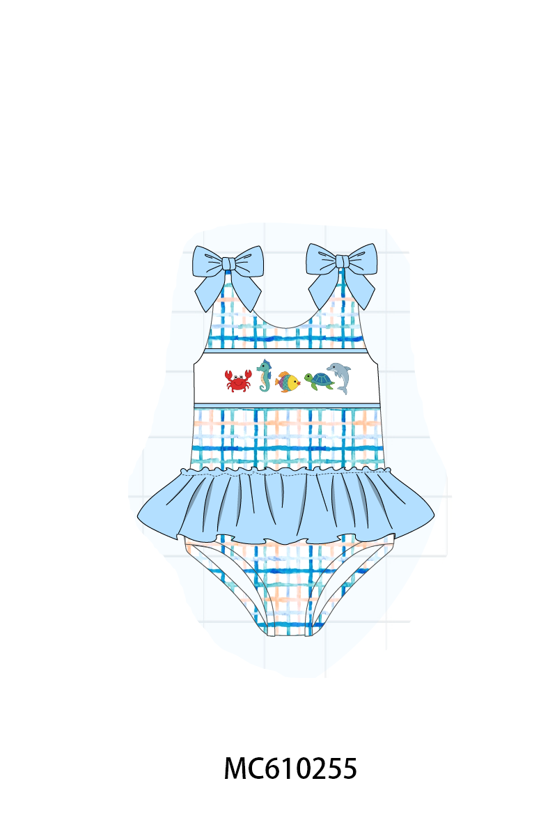 PO108 Blue marine creatrue embroidery plaid collection - closing 10/26 - ETA march