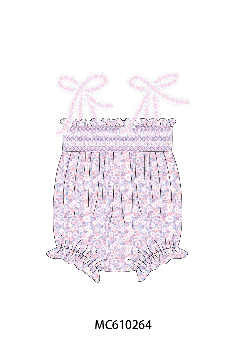 PO108 Pink floral bow smocked lace collection - closing 10/26 - ETA march
