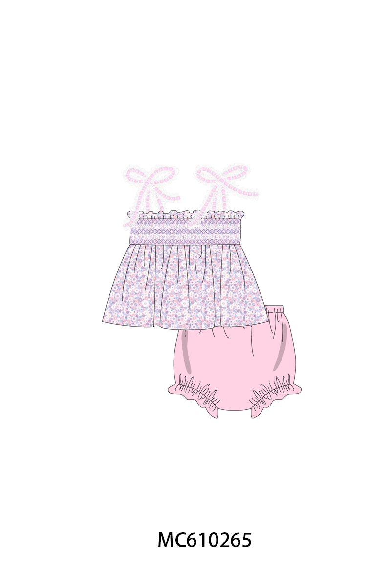 PO108 Pink floral bow smocked lace collection - closing 10/26 - ETA march