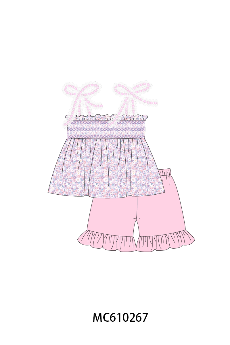 PO108 Pink floral bow smocked lace collection - closing 10/26 - ETA march