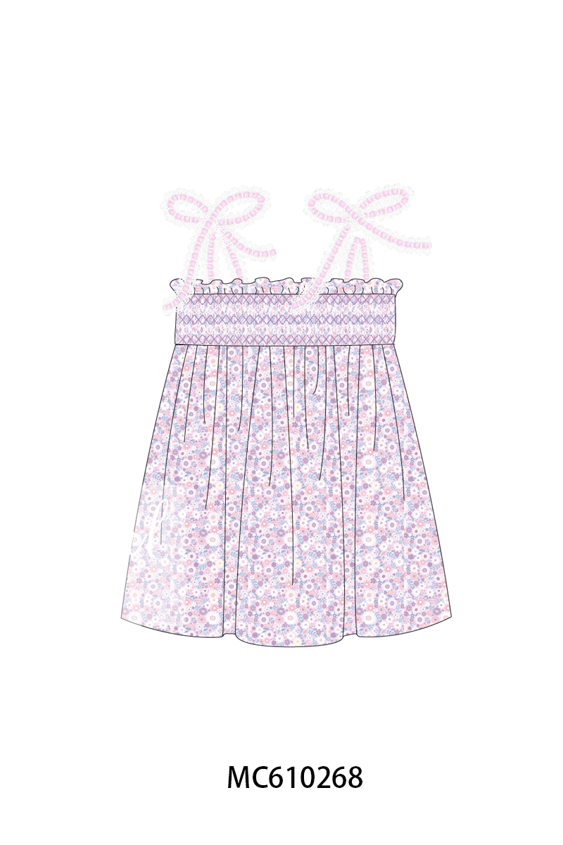 PO108 Pink floral bow smocked lace collection - closing 10/26 - ETA march