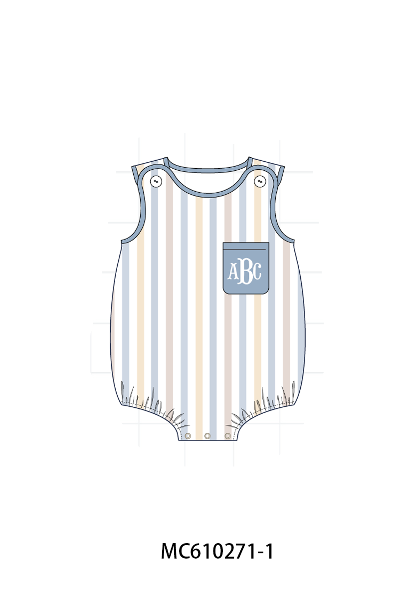 PO108 Blue stripe monogram embroidery ruffle collection 1 - closing 10/26 - ETA march