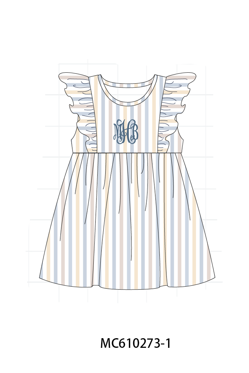 PO108 Blue stripe monogram embroidery ruffle collection 1 - closing 10/26 - ETA march