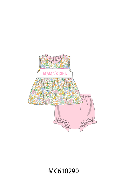 PO108 Pink floral MAMA'S GIRL embroidery ruffle collection - closing 10/26 - ETA march