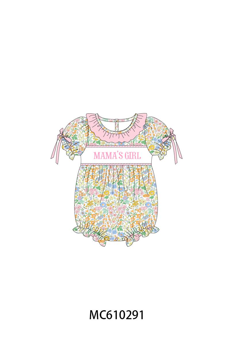 PO108 Pink floral MAMA'S GIRL embroidery ruffle collection - closing 10/26 - ETA march