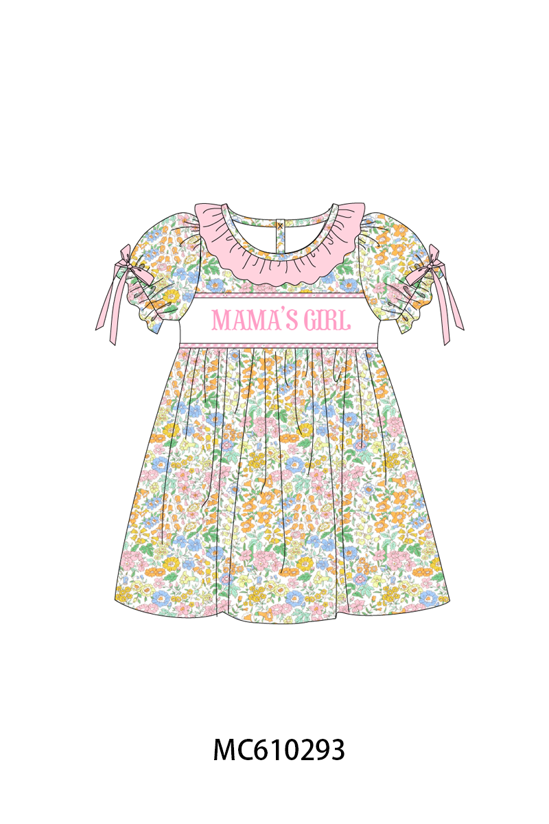 PO108 Pink floral MAMA'S GIRL embroidery ruffle collection - closing 10/26 - ETA march