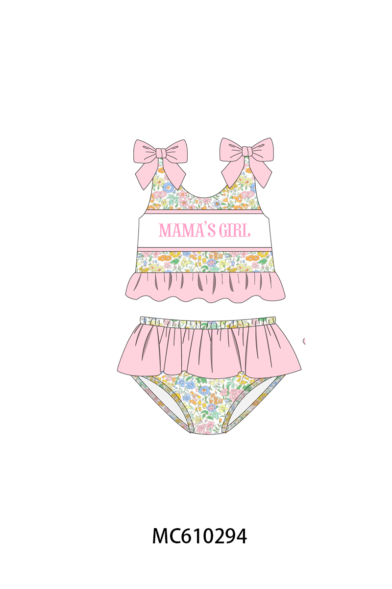 PO108 Pink floral MAMA'S GIRL embroidery ruffle collection - closing 10/26 - ETA march