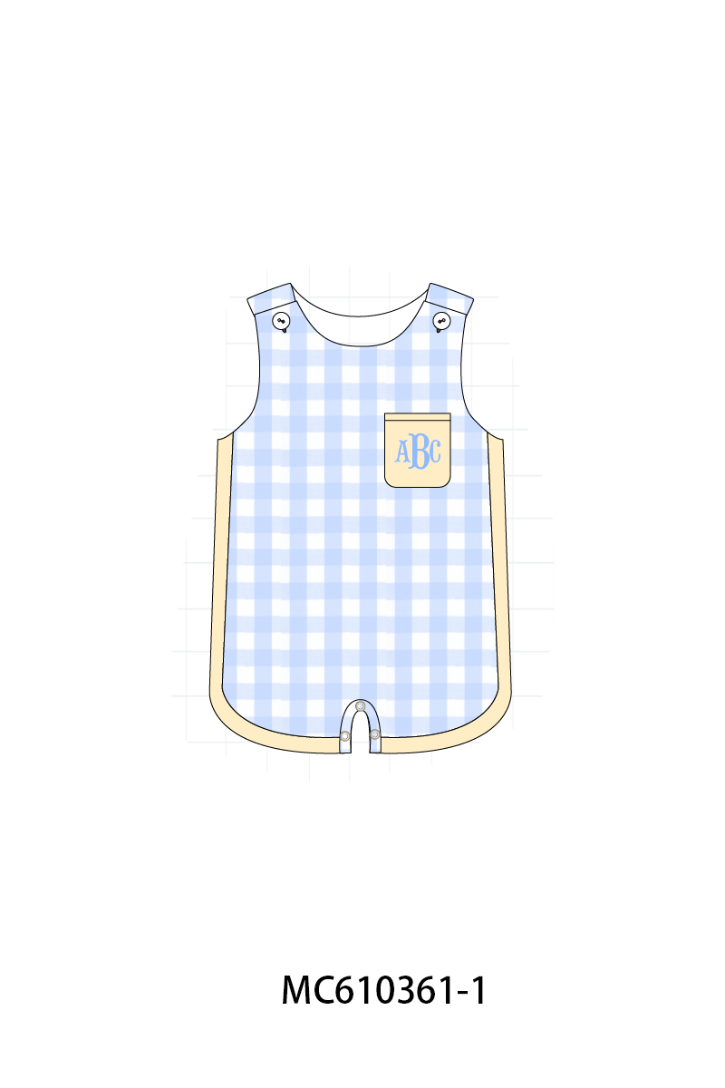 PO108 Blue monogram embroidery gingham boy collection - closing 10/26 - ETA march