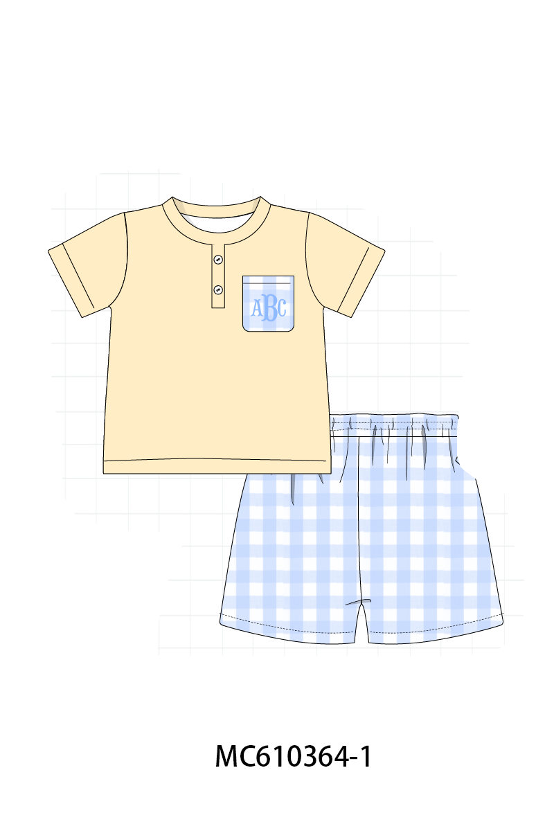 PO108 Blue monogram embroidery gingham boy collection - closing 10/26 - ETA march