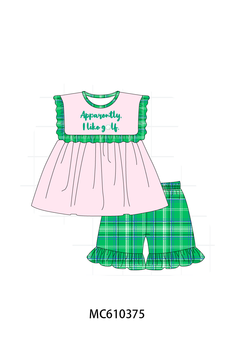 PO108 Green golf embroidery plaid collection - closing 10/26 - ETA march