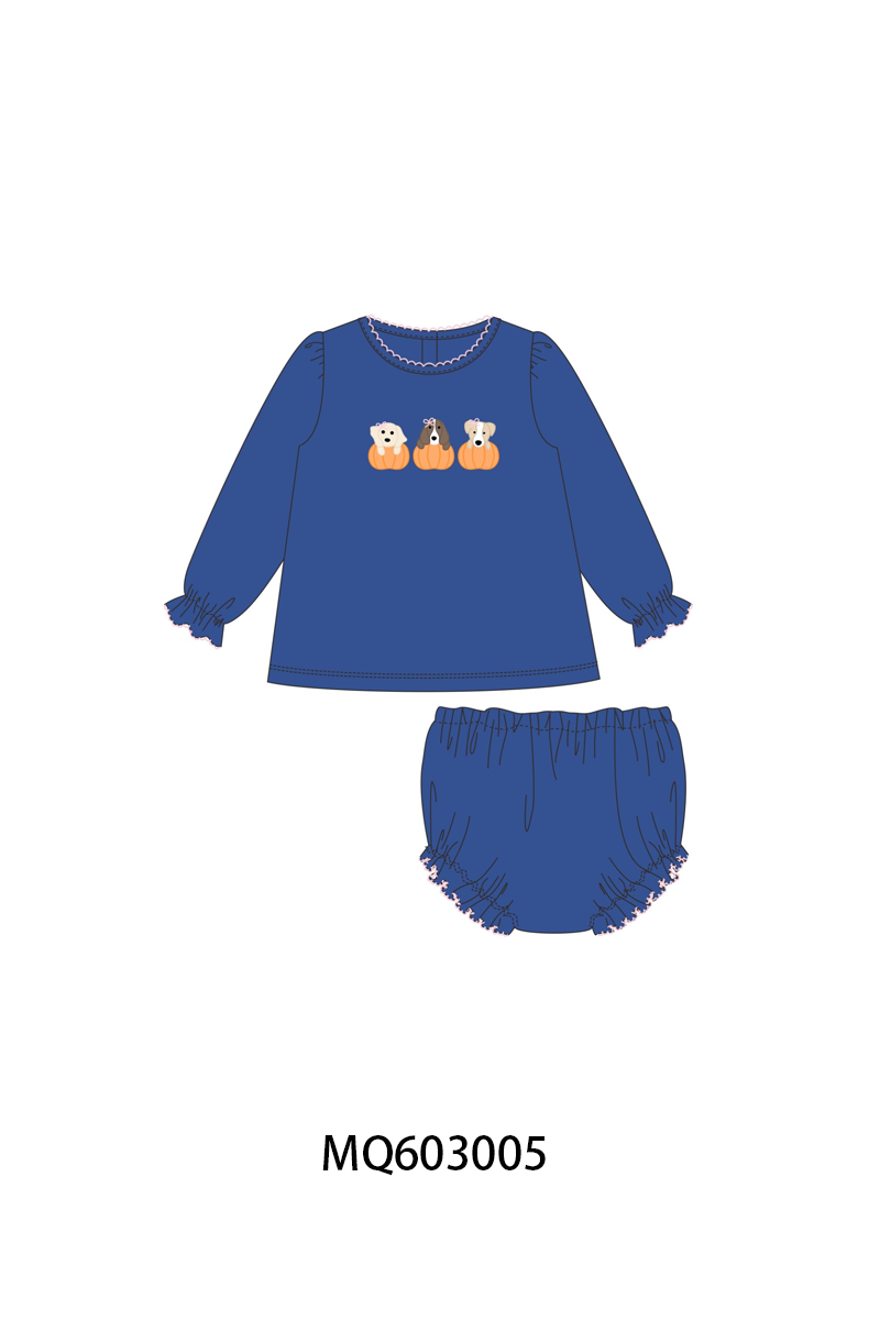 PO84 Navy puppy pumpkin embroidery collection - ETA late august - closing 3/23
