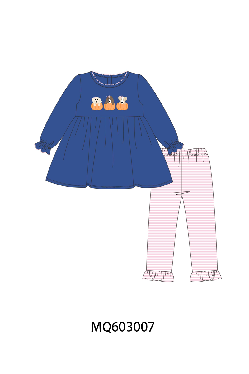 PO84 Navy puppy pumpkin embroidery collection - ETA late august - closing 3/23