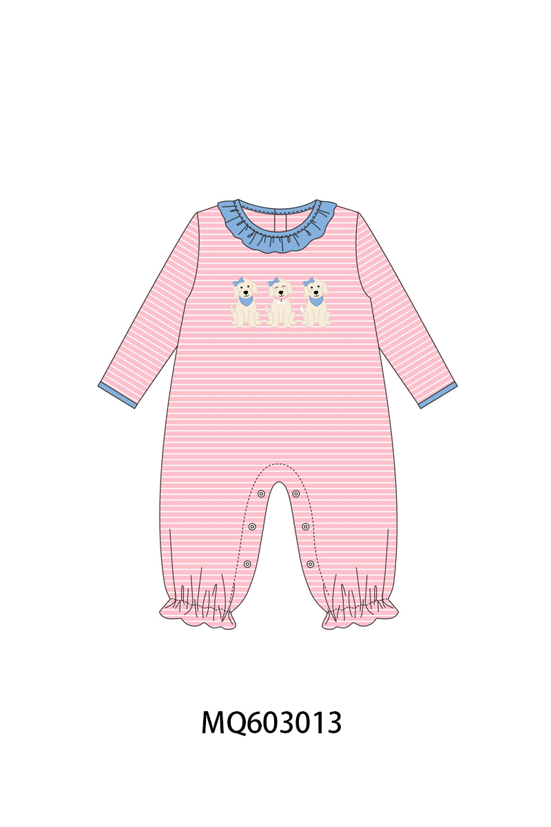 PO84 Pink puppy embroidery stripe ruffle collection - ETA late august - closing 3/23