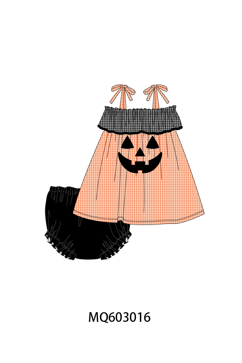 PO84 Orange halloween applique gingham collection - ETA late august - closing 3/23