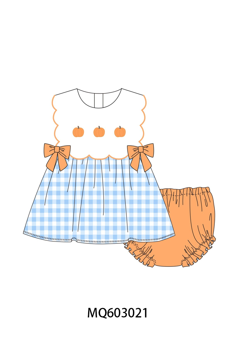 PO84 Blue gingham pumpkin embroidery collection - ETA late august - closing 3/23