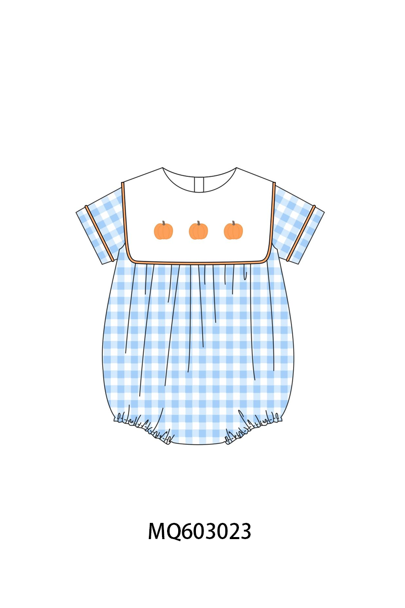 PO84 Blue gingham pumpkin embroidery collection - ETA late august - closing 3/23