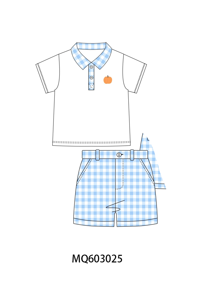 PO84 Blue gingham pumpkin embroidery collection - ETA late august - closing 3/23