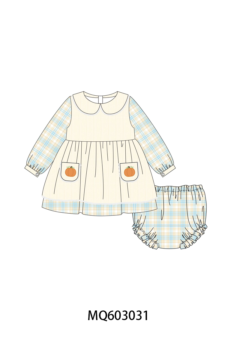 PO84 Beige pumpkin embroidery plaid collection - ETA late august - closing 3/23