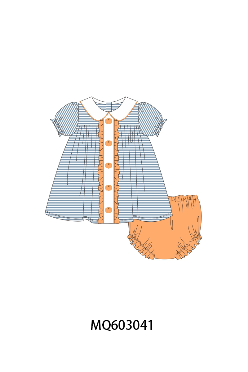 PO84 Teal pumpkin embroidery stripe ruffle collection - ETA late august - closing 3/23