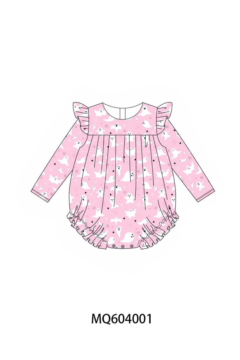 PO87 Pink halloween ghost print ruffle collection - closing 4/20 - ETA early October