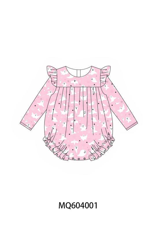 PO87 Pink halloween ghost print ruffle collection - closing 4/20 - ETA early October