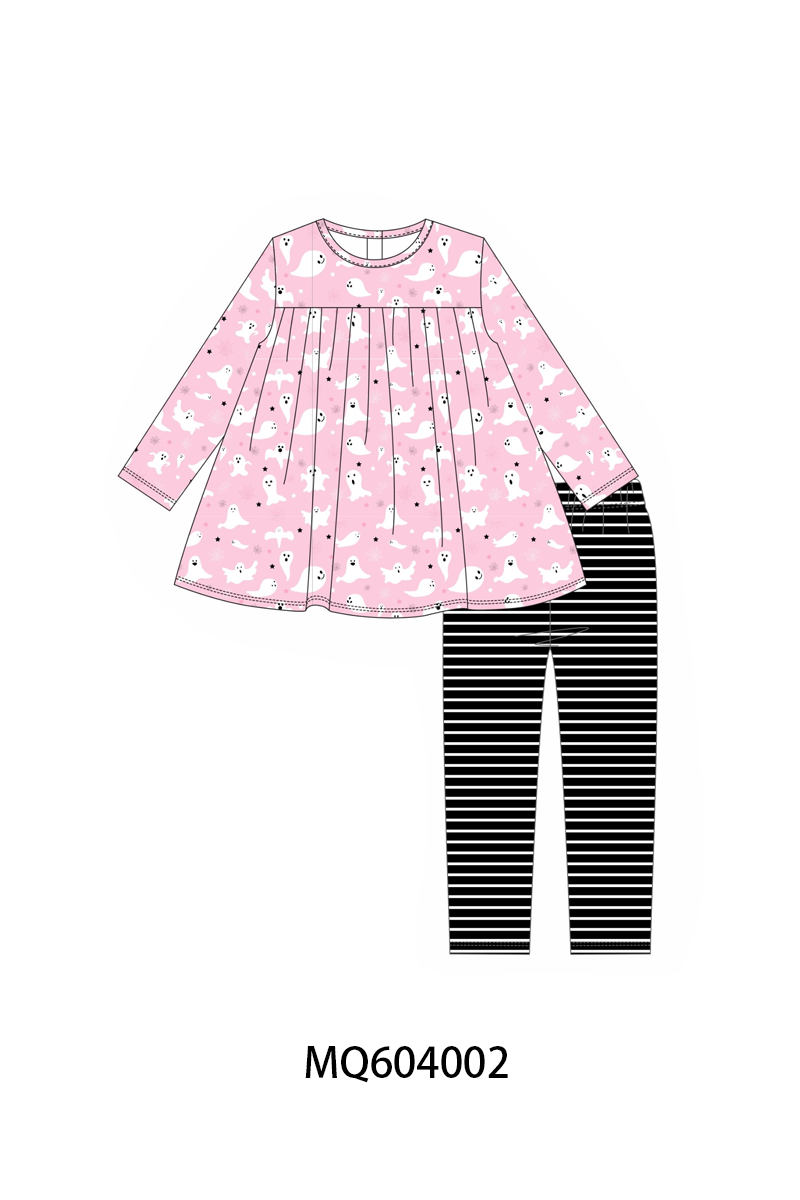 PO87 Pink halloween ghost print ruffle collection - closing 4/20 - ETA early October