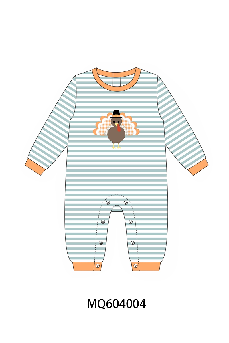 PO87 Green stripe thanksgiving turkey applique collection - closing 4/20 - ETA early October