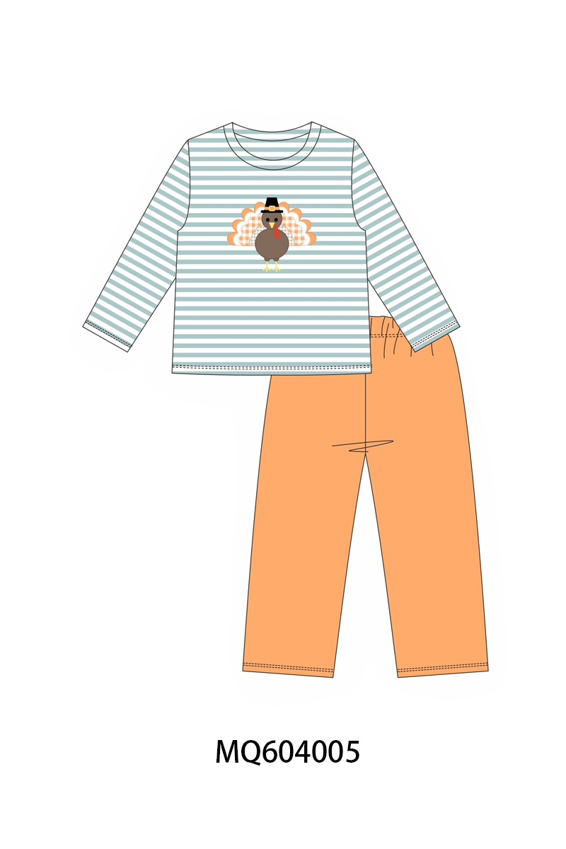 PO87 Green stripe thanksgiving turkey applique collection - closing 4/20 - ETA early October
