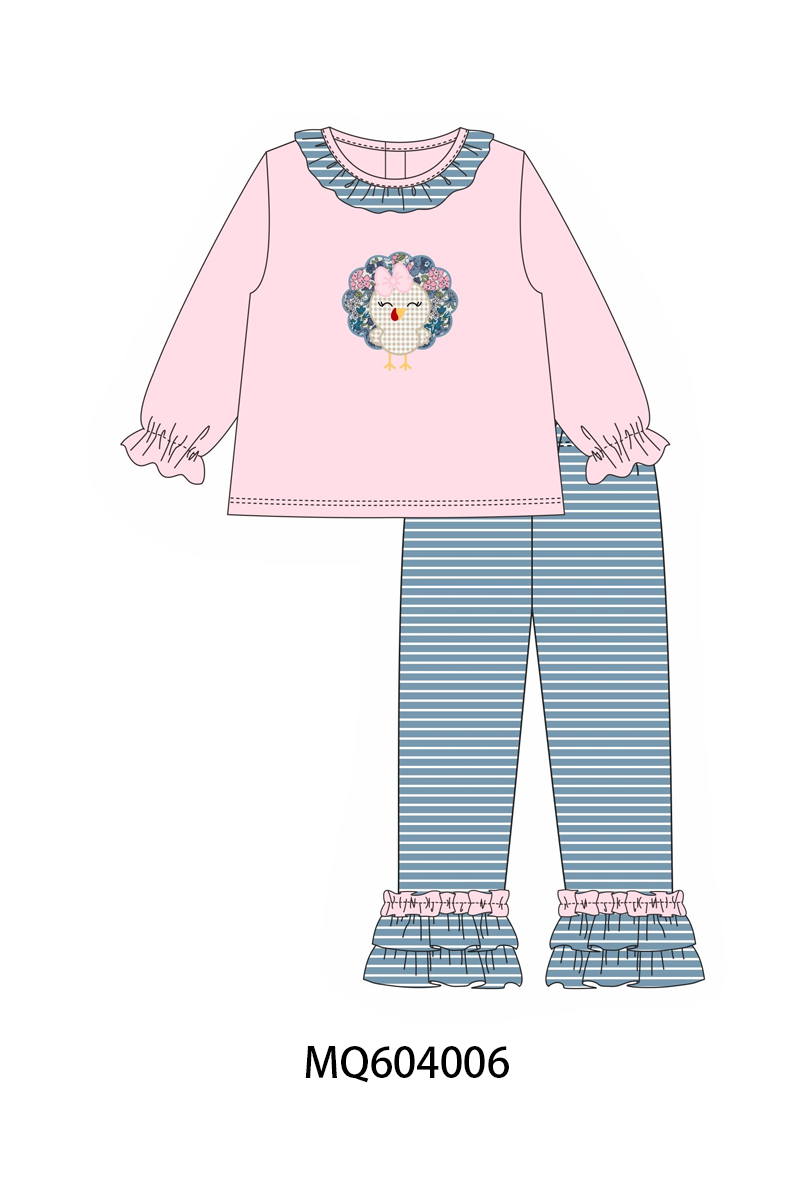 PO87 Pink thanksgiving turkey applique ruffle collection - closing 4/20 - ETA early October