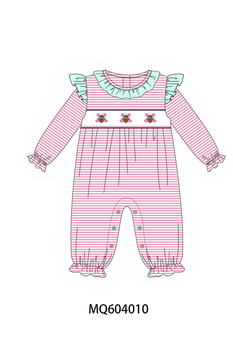 PO87 Pink&blue thanksgiving turkey embroidery stripe collection - closing 4/20 - ETA early October