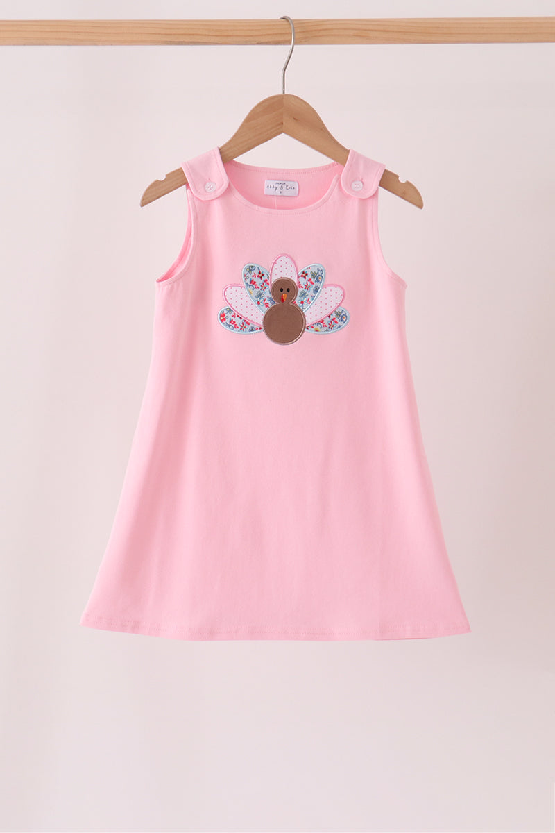 Pink turkey applique dress