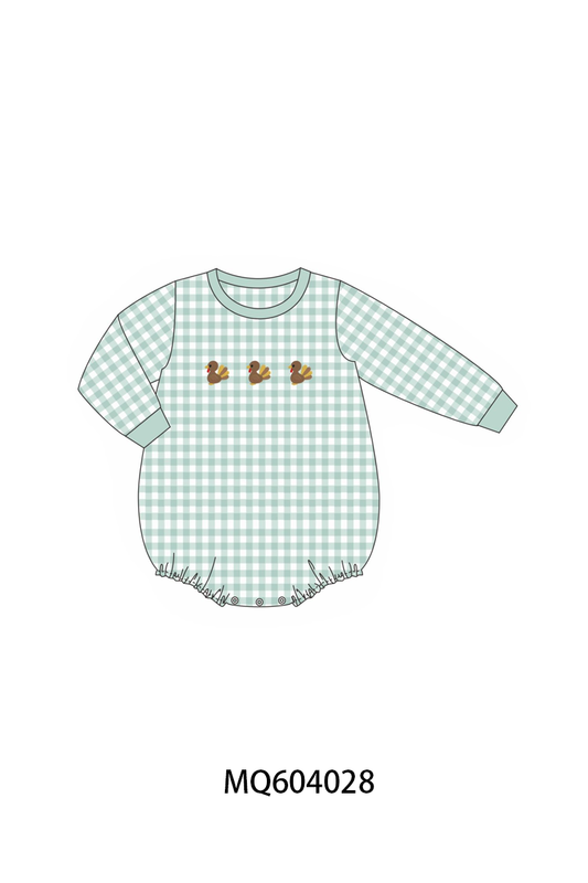 PO87 Green thanksgiving turkey embroidery gingham collection - closing 4/20 - ETA early October